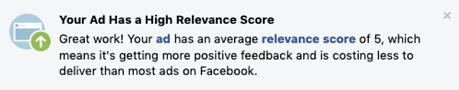 ad has a high relevance score